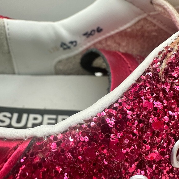 NEW! Golden Goose Superstar Glitter Private Edt Sneakers 38 8 Hot Pink Red Auth - Picture 9 of 12
